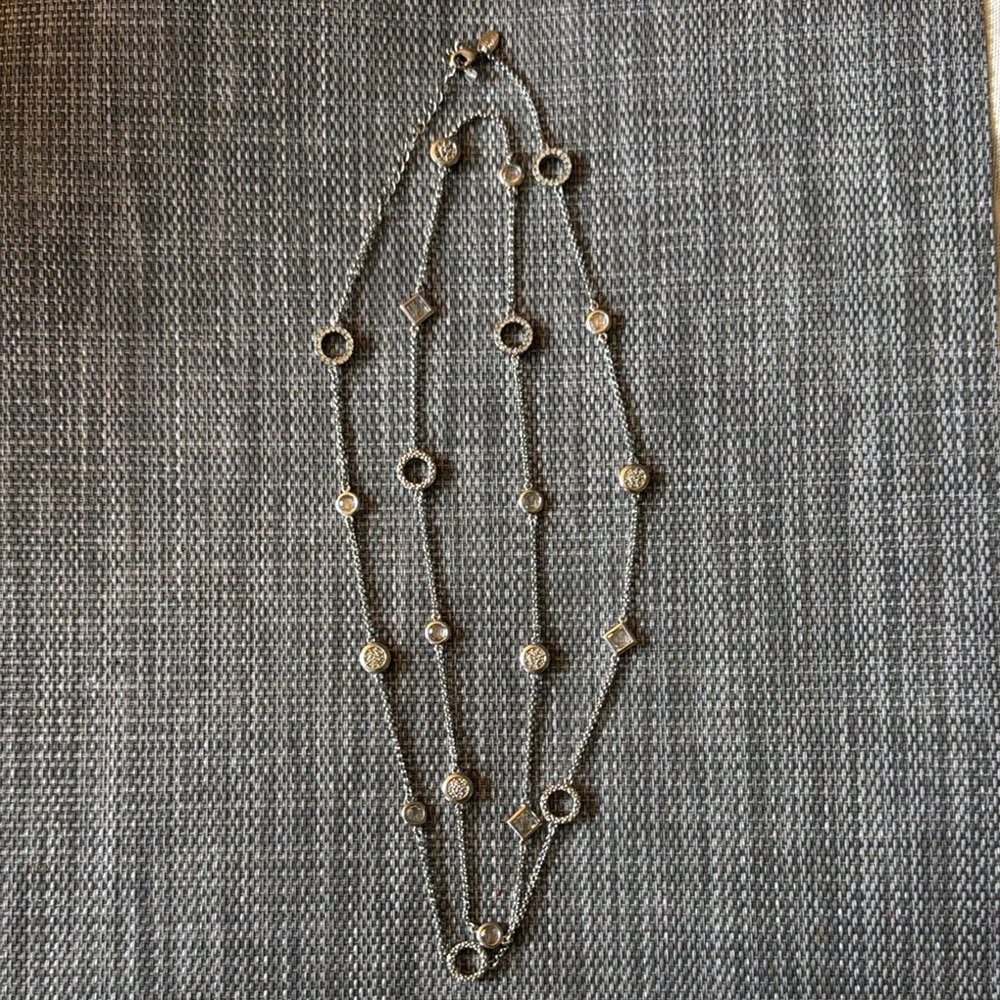 Lia Sophia Long Silver Beaded Necklace
